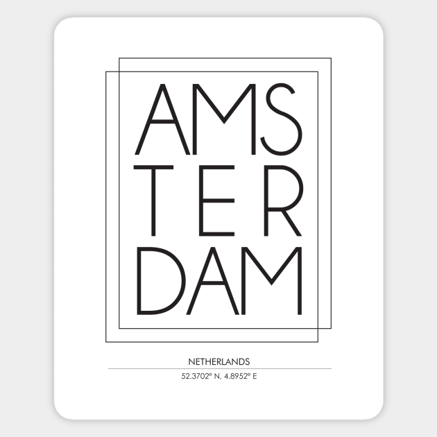 Amsterdam City Minimal Typography 2 Sticker by StudioGrafiikka